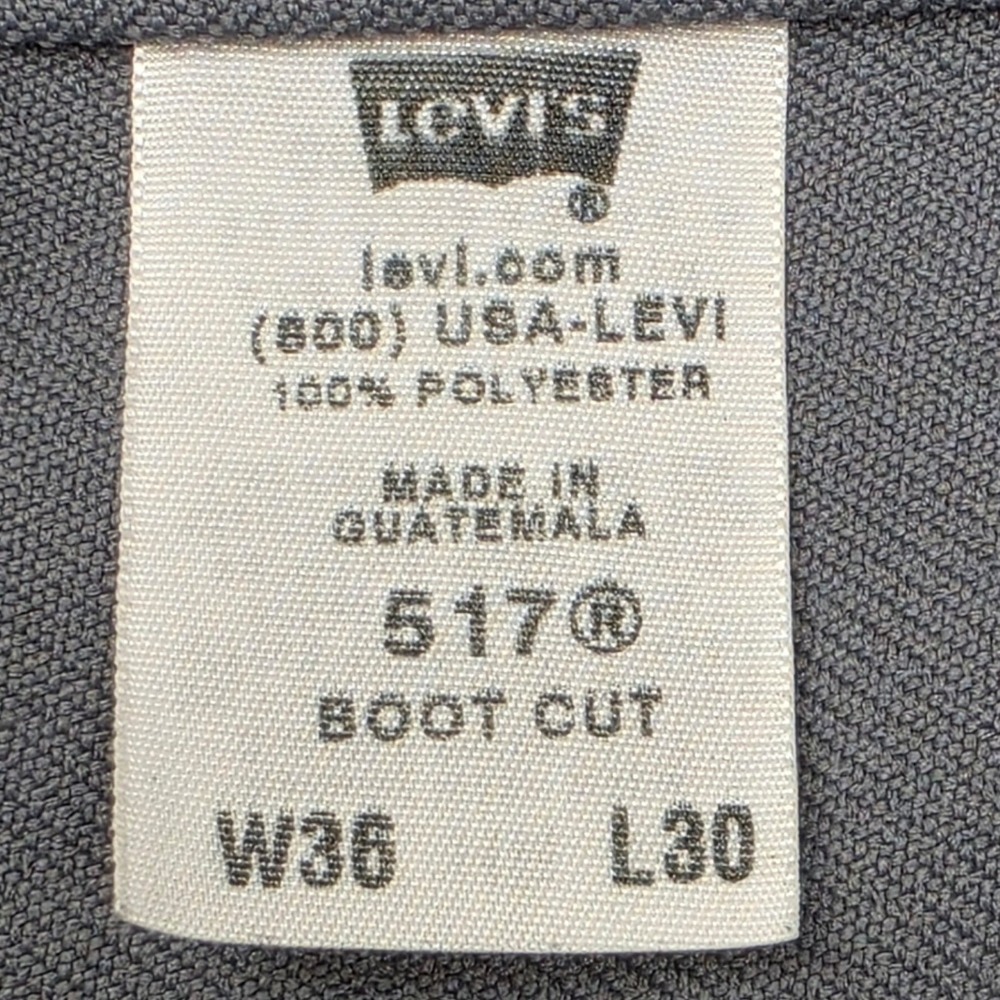 Levis 517 Sta-Prest Bootcut Trousers Mens W36 L30 Grey Polyester 517-0703 - Picture 3 of 11